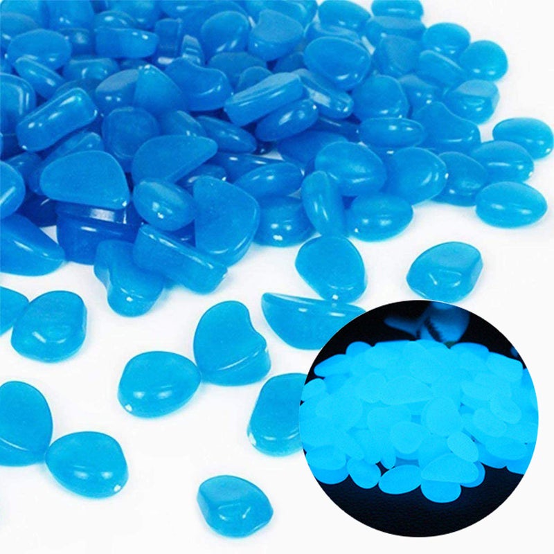 Oubest Fish Tank Rocks Glow Blue/Glow in The Dark Pebbles for Garden/Fish Tank/Aquarium/Plant Pots/Bonsai Walkway/Driveway 200pcs - Image 1